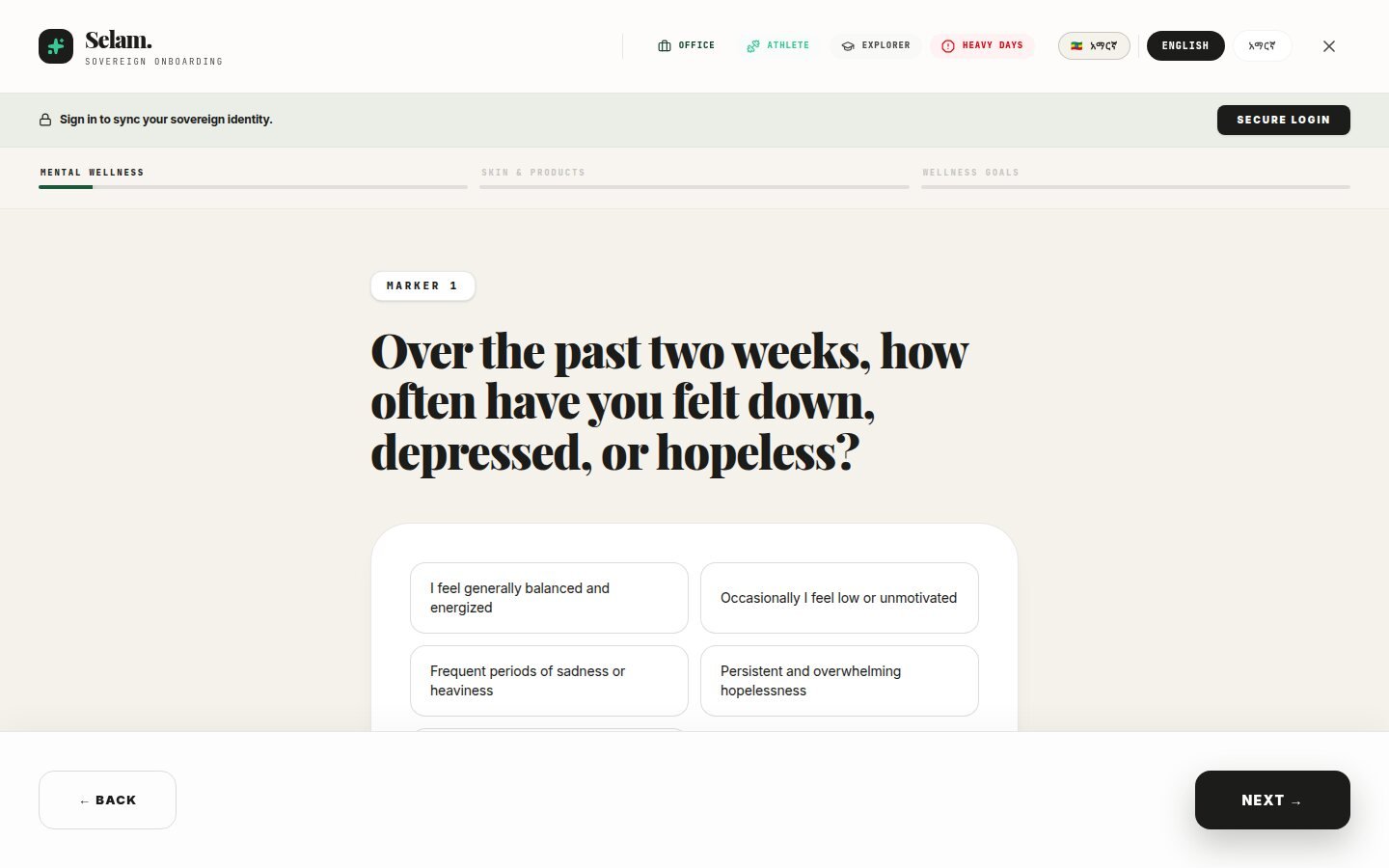 Selam Wellness: Onboarding